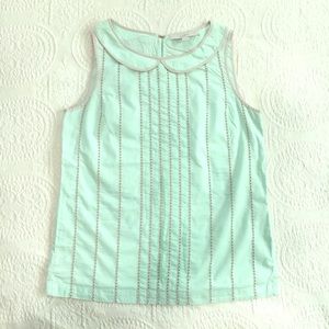 Loft teal Peter Pan collar sleeveless top